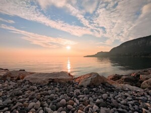 Corno beach in Garda - Winter sunset